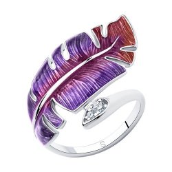 Кольцо из серебра с эмалью и фианитами (Арт.94013064)