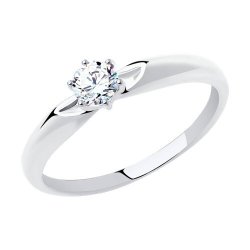 Кольцо из белого золота с фианитом (Арт.019025-3)
