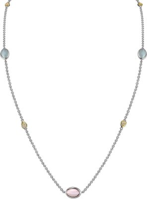 Ожерелье из серебра с кошачим глазом и куб. цирконием (Арт.fao-2-1-2-90-s)