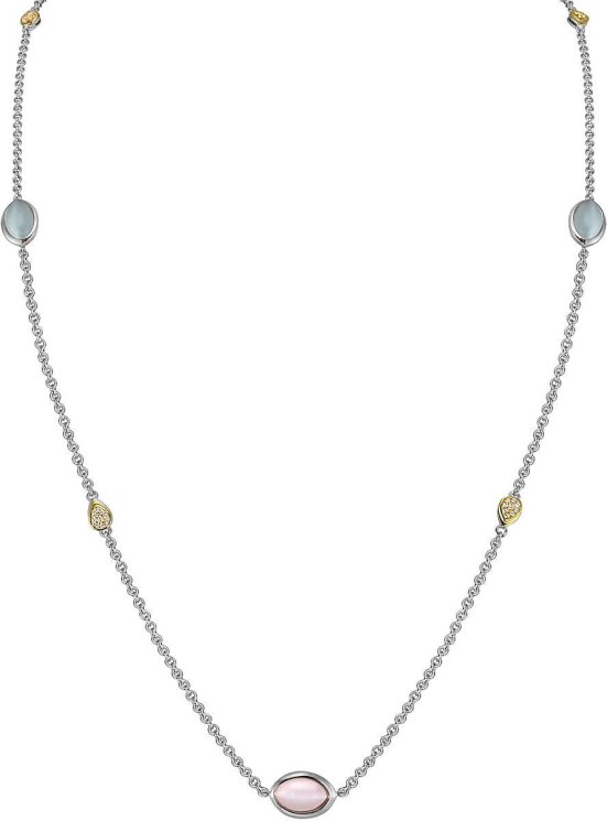 Ожерелье из серебра с кошачим глазом и куб. цирконием (Арт.fao-2-1-2-90-s)