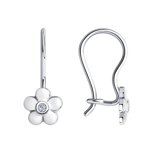 Серьги из серебра с эмалью с фианитами (Арт.94021966)