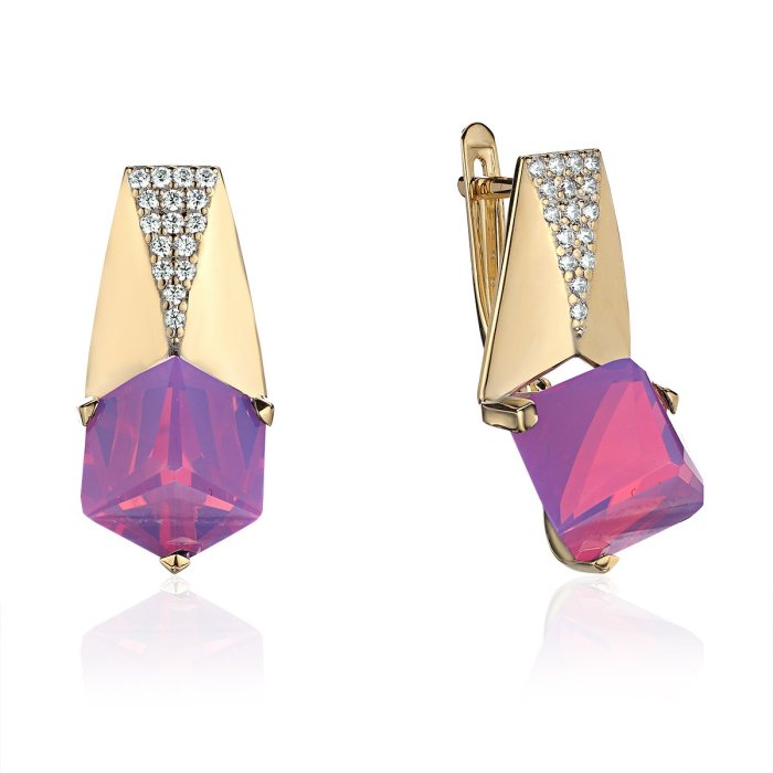 Серьги золотые с опалом и фианитами «New Colour» Estet (арт.01С2315257-6)