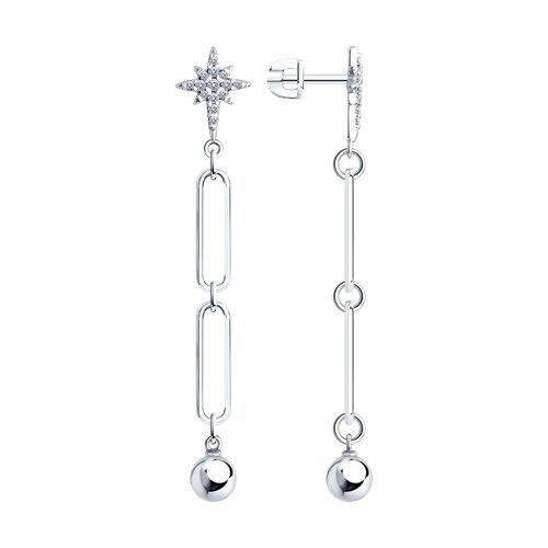 Серьги из серебра с фианитами (Арт.94025856)