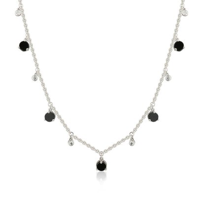 Колье золото с бриллиантами и ониксом «Черный атлас» Русские самоцветы (арт.95854)