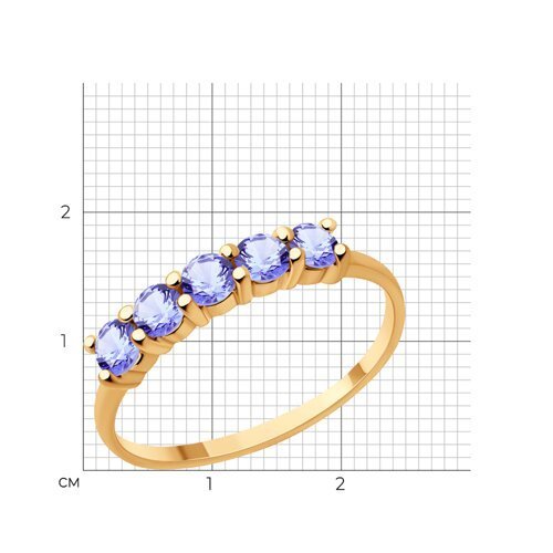 Кольцо из золочёного серебра с танзанитами (Арт.92014393)