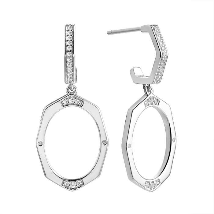 Серьги из серебра с фианитом (Арт.cz-e05141-x-w-x-x-w)