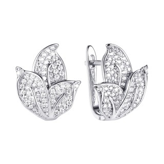 Серьги серебряные с фианитами «Flower Blossom» Fresh Jewelry (арт.MP-E01198-X-W-X-X-W)