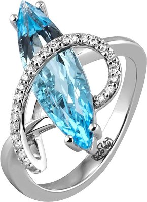 Кольцо из серебра с куб. цирконием и топазом (Арт.41_04293-3s)