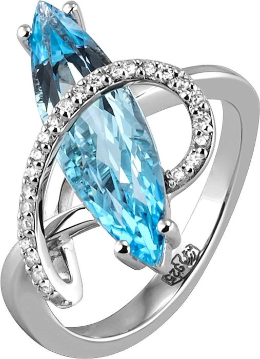 Кольцо из серебра с куб. цирконием и топазом (Арт.41_04293-3s)