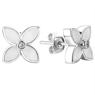 Серьги серебряные с жемчугом и фианитами «Белое кружево» Fresh Jewelry (арт.PI-E03730-X-W-PN-X-W)