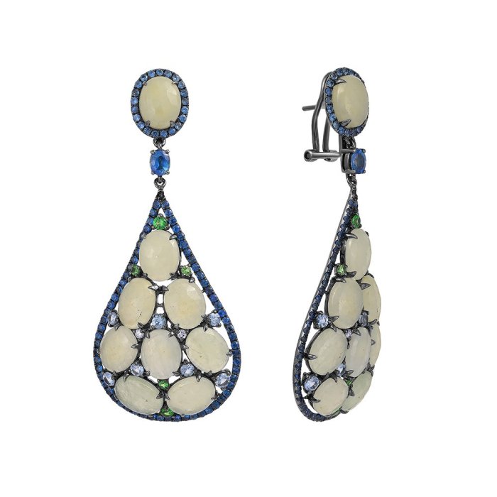 Серьги из золота с бриллиантом и корундом (Арт.e03161_sa_cr_tv_blk)