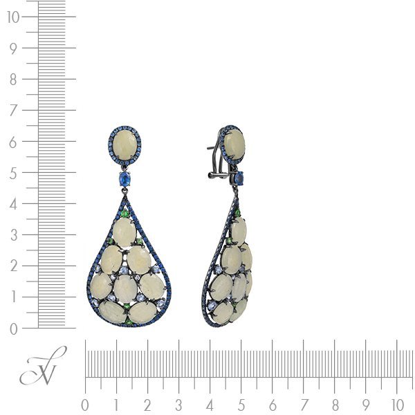 Серьги из золота с бриллиантом и корундом (Арт.e03161_sa_cr_tv_blk)