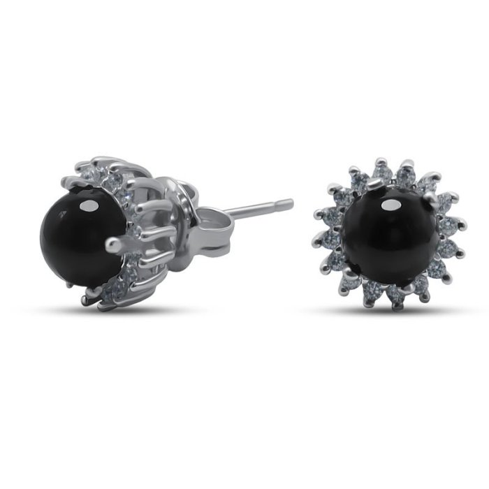 Серьги Серебряные крылья (Арт.2212734336b_oniks_kubcirkonii)