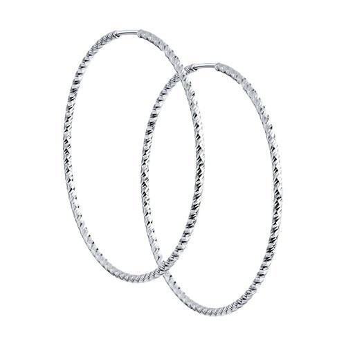 Серьги конго из серебра с алмазной гранью (Арт.94140034)