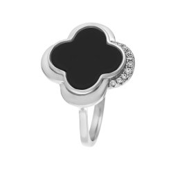 Кольцо из серебра с керамикой и фианитом (Арт.tc-r01072-b-w-x-x-w)