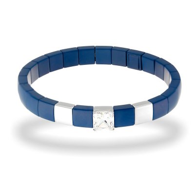 Браслет из серебра с керамикой и куб. цирконием (Арт.tm-b01351-vl-w-w-x-x)