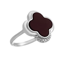 Кольцо из серебра с керамикой и фианитом (Арт.tm-r01072-br-w-x-x-w)