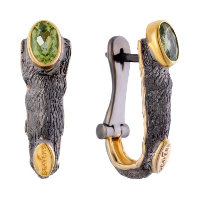 Серебряные серьги BEAVERS с хризолитом 2102h_ox