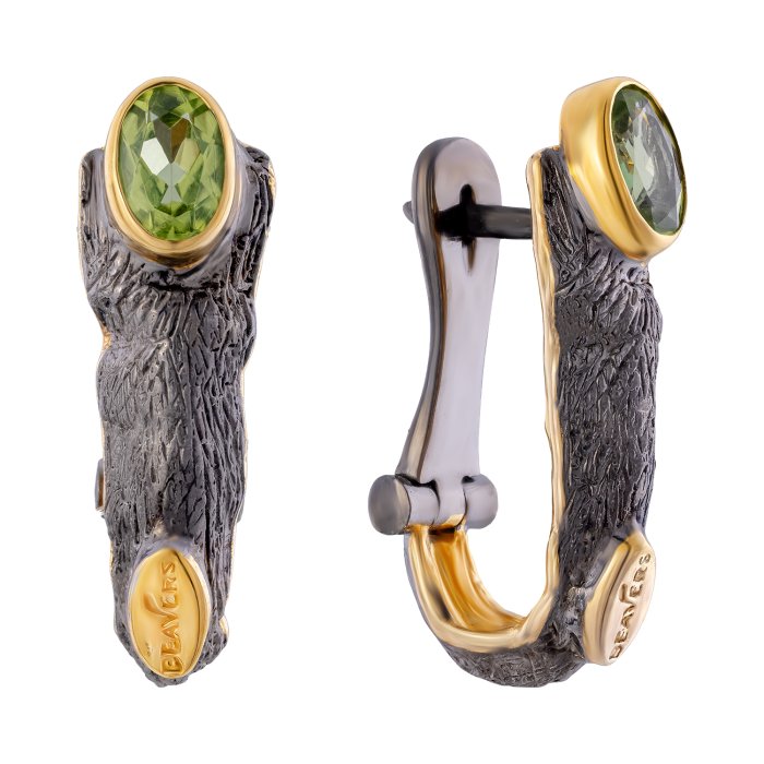 Серебряные серьги BEAVERS с хризолитом 2102h_ox