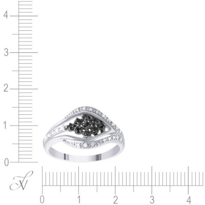 Кольцо с бриллиантами «Черное пламя» из белого золота JVG (арт.KR0285R-W_BkD-7_DB_WG)