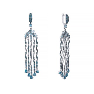 Серьги с бриллиантами и лондонским топазом «Океанский каскад» My Jewels (арт.ME32582-BL-LNBT_SR_DL_LT_WG)