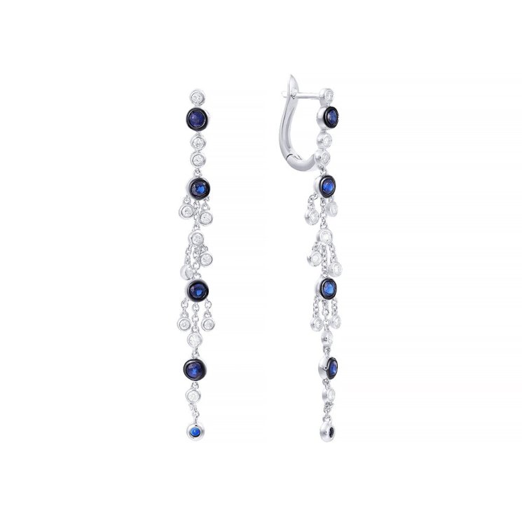 Серьги из белого золота с бриллиантом и сапфиром (Арт.me37678-wd-bs_sr_sa_wg)