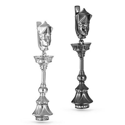 Серьги серебряные с бриллиантами «Зазеркалье» Kabarovsky (арт.12-216-1089)