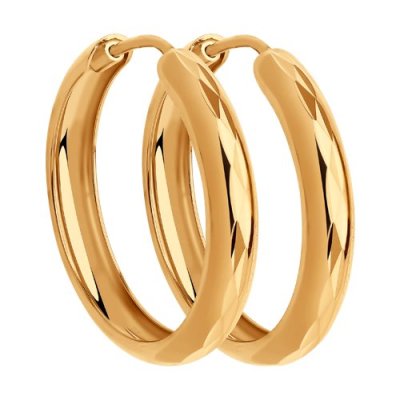 Серьги конго из золота с алмазной гранью (Арт.140019)