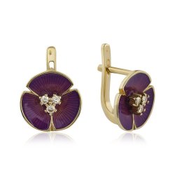 Серьги из золота с бриллиантом Русские Самоцветы (Арт.54052)