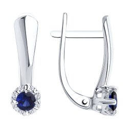 Серьги из белого золота с бриллиантами и сапфирами (Арт.2020920)