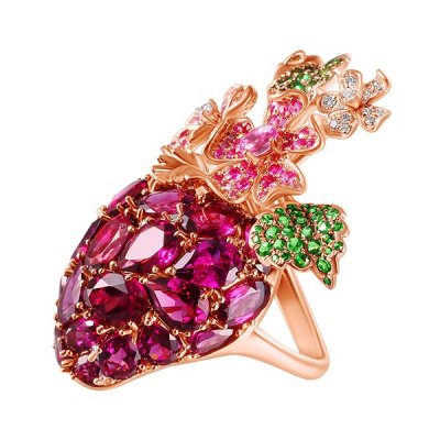 Кольцо из золота с бриллиантом и родолитом (Арт.r0002612b01_ko_ps_rh_tv_pink)