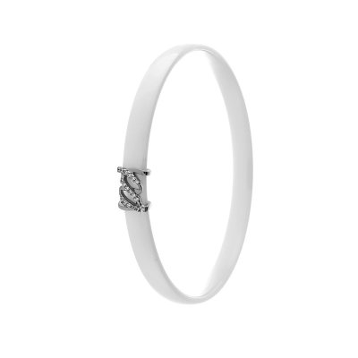 Браслет из серебра с керамикой и куб. цирконием (Арт.tc-b01173-w-w-x-x-w)