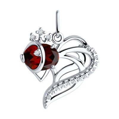 Подвеска из серебра с гранатом и фианитами «Королевское Сердце» SOKOLOV (арт.92030783)