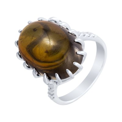 Кольцо из белого золота с бриллиантом и турмалином (Арт.r07141xr_wgdwtu_ko_tur_wg)