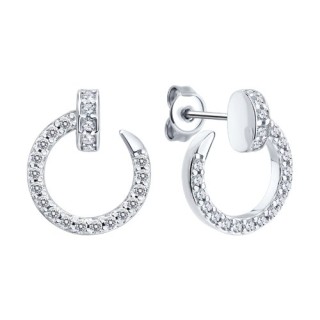 Серьги из серебра с фианитами «Лунный ореол» Соколов (арт.94027192-91)
