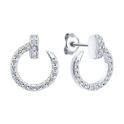 Серьги из серебра с фианитами «Лунный ореол» Соколов (арт.94027192-91)