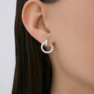 Серьги из серебра с фианитами «Лунный ореол» Соколов (арт.94027192-91)