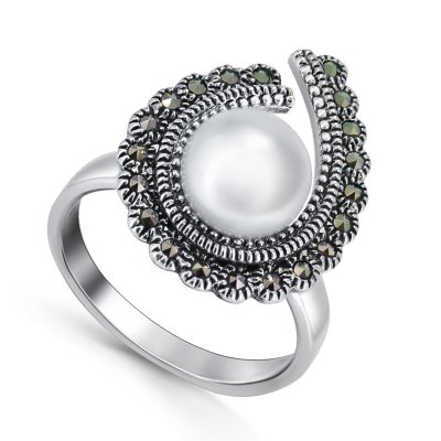 Кольцо Серебряные крылья (Арт.210011-282a-39_zhemchugkult_markazit)