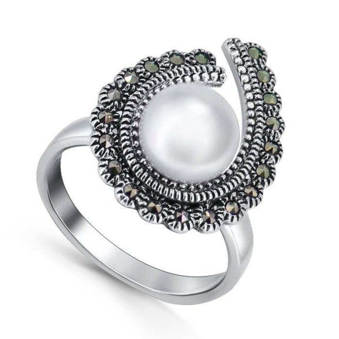 Кольцо Серебряные крылья (Арт.210011-282a-39_zhemchugkult_markazit)