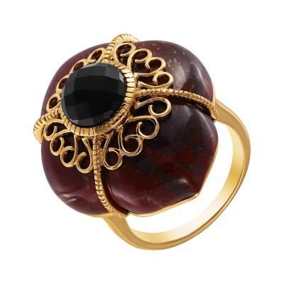 Кольцо из золота с агатом и ониксом (Арт.r33357y-4_nag_ox_yg)