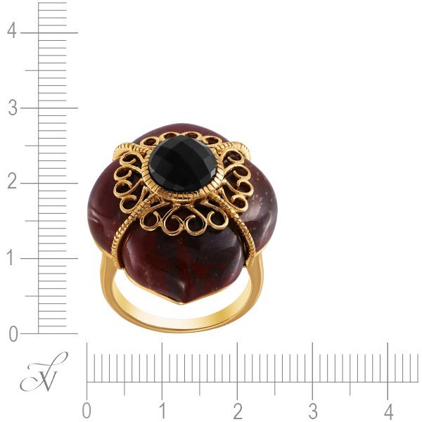 Кольцо из золота с агатом и ониксом (Арт.r33357y-4_nag_ox_yg)