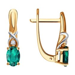 Серьги из золота с бриллиантами и изумрудами (Арт.3020595)