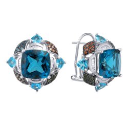 Серьги из белого золота с бриллиантом и топазом (Арт.we01279k-2_sr_dc_bt_lt_wg)