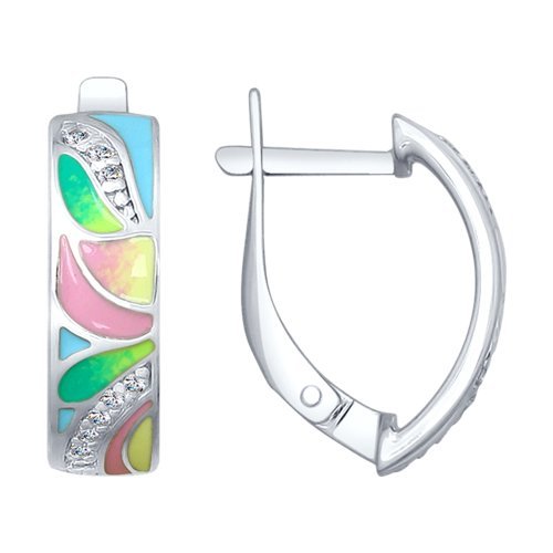 Серьги из серебра с эмалью и фианитами «Радуга Нежности» Соколов (арт.94022626)