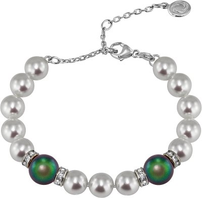 Браслет из серебра с жемчугом и куб. цирконием (Арт.102b-sr5-1-25)