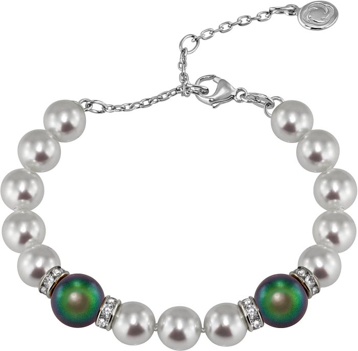 Браслет из серебра с жемчугом и куб. цирконием (Арт.102b-sr5-1-25)