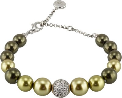 Браслет из серебра с жемчугом и куб. цирконием (Арт.1b-sk-45-34)