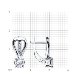 Серьги из серебра с фианитами «Сердце Света» Соколов (арт.94-120-01551-1)