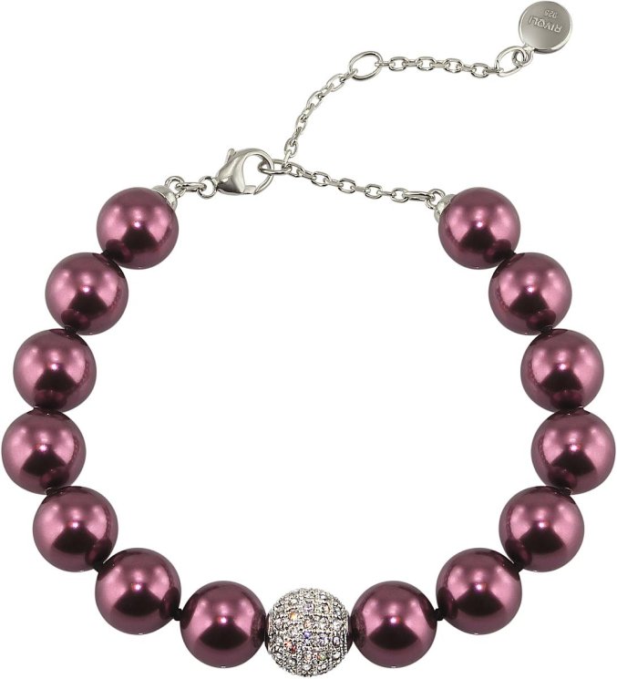 Браслет из серебра с жемчугом и кристаллом swarovski (Арт.5b-sk-18)