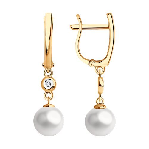 Серьги из золота с бриллиантами и жемчугом (Арт.51-221-01876-1)